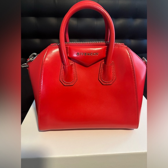 Red Givenchy Mini Antigona Leather Tip Handle Bag with Strap - Picture 7 of 12